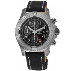 Réplique Montre Breitling Avenger Chronograph GMT 45 avec cadran noir et bracelet en cuir pour homme A24315101B1X2