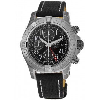 Réplique Montre Breitling Avenger Chronograph GMT 45 avec cadran noir et bracelet en cuir pour homme A24315101B1X2