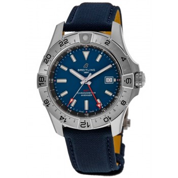 Réplique Montre Breitling Avenger automatique GMT 44 avec cadran bleu et bracelet en cuir pour homme A32320101C1X1