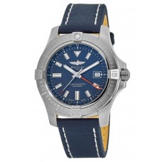 Réplique Montre Breitling Avenger automatique GMT 45 avec cadran bleu et bracelet en cuir bleu pour homme A32395101C1X1