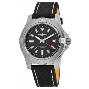 Réplique Montre Breitling Avenger automatique GMT 43 avec cadran noir et bracelet en cuir pour homme A32397101B1X1