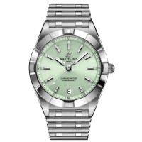 Réplique Montre pour femme Breitling Chronomat Quartz 32 avec cadran diamant vert en acier A7731010L1A1