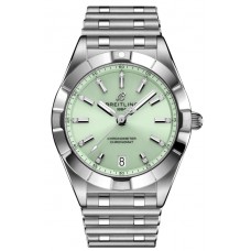 Réplique Montre pour femme Breitling Chronomat Quartz 32 avec cadran diamant vert en acier A7731010L1A1