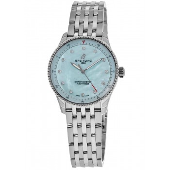 Réplique Montre pour femme Breitling Navitimer 32 en nacre bleue et cadran diamant en acier A77320171C1A1