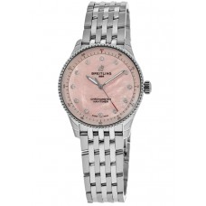 Réplique Montre pour femme Breitling Navitimer 32 en nacre rose avec cadran diamant et acier A77320D91K1A1