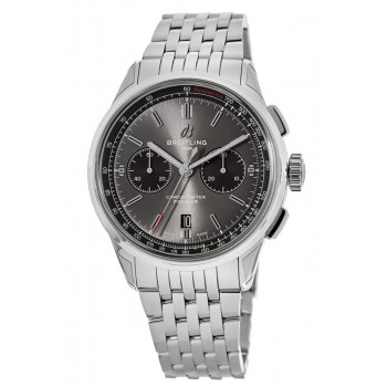 Réplique Montre Breitling Premier B01 Chronographe 42 pour homme en acier avec cadran gris et yeux noirs AB0118221B1A1