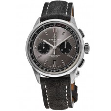 Réplique Montre Breitling Premier B01 Chronographe 42 Cadran Gris Bracelet Cuir Nubuck Anthracite AB0118221B1X1