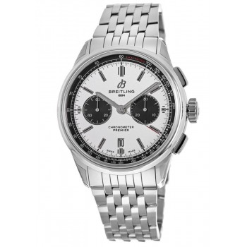 Réplique Montre Breitling Premier B01 Chronographe 42 Automatique Argent Panda Cadran Acier AB0118221G1A1