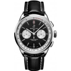 Réplique Montre Breitling Premier B01 Chronographe 42 avec cadran noir et bracelet en cuir pour homme AB0118371B1P1