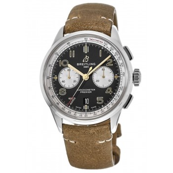 Réplique Montre Breitling Premier B01 Chronographe 42 Norton Special Edition avec cadran noir et bracelet en cuir pour homme AB0118A21B1X1