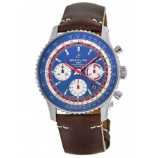 Réplique Breitling Navitimer 1 B01 Chronographe 43 PAN AM Édition spéciale Cadran bleu Bracelet en cuir Montre pour homme AB01212B1C1X2