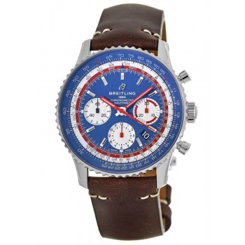 Réplique Breitling Navitimer 1 B01 Chronographe 43 PAN AM Édition spéciale Cadran bleu Bracelet en cuir Montre pour homme AB01212B1C1X2