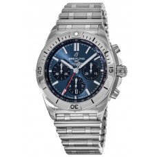 Réplique Montre Breitling Chronomat B01 42 pour homme avec cadran chronographe bleu en acier inoxydable AB0134101C1A1