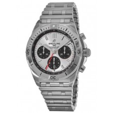 Réplique Montre Breitling Chronomat B01 42 pour homme avec cadran chronographe argenté et acier inoxydable AB0134101G1A1