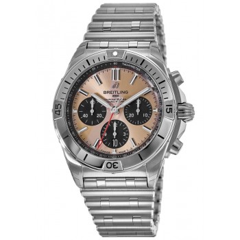 Réplique Montre Breitling Chronomat B01 42 pour homme avec cadran chronographe en cuivre et acier inoxydable AB0134101K1A1