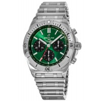 Réplique Montre Breitling Chronomat B01 42 pour homme avec cadran chronographe vert en acier inoxydable AB0134101L1A1