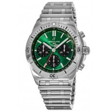 Réplique Montre Breitling Chronomat B01 42 pour homme avec cadran chronographe vert en acier inoxydable AB0134101L1A1