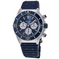 Réplique Montre Breitling Super Chronomat automatique avec cadran bleu et bracelet en caoutchouc pour homme AB0136161C1S1