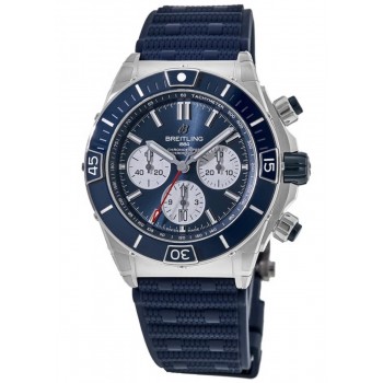 Réplique Montre Breitling Super Chronomat automatique avec cadran bleu et bracelet en caoutchouc pour homme AB0136161C1S1