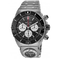 Réplique Montre Breitling Super Chronomat B01 44 UTC pour homme avec bracelet en acier et cadran noir AB0136251B1A2 UTC