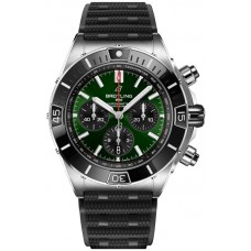 Réplique Montre Breitling Super Chronomat B01 44 pour homme avec cadran vert et bracelet en caoutchouc AB0136251L1S1