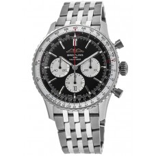 Réplique Montre Breitling Navitimer B01 Chronographe 46 pour homme en acier avec cadran noir AB0137211B1A1