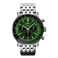 Réplique Montre Breitling Navitimer B01 Chronographe 46 Cadran vert Bracelet en acier inoxydable pour homme AB0137241L1A1