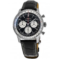 Réplique Montre Breitling Navitimer B01 Chronographe 43 avec cadran noir et bracelet en cuir pour homme AB0138211B1P1