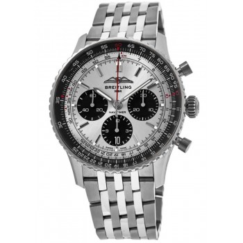 Réplique Montre Breitling Navitimer B01 Chronographe 43 pour homme en acier avec cadran argenté AB0138241G1A1