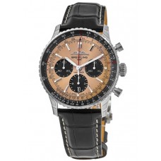 Réplique Montre Breitling Navitimer B01 Chronographe 43 avec cadran en cuivre et bracelet en cuir pour homme AB0138241K1P1