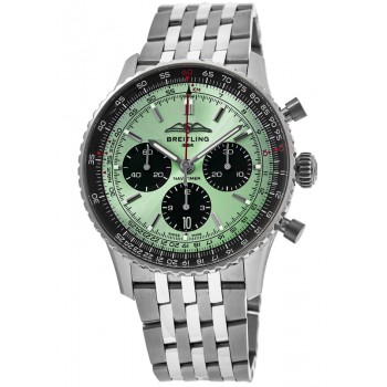 Réplique Montre Breitling Navitimer B01 Chronographe 43 pour homme en acier avec cadran vert menthe AB0138241L1A1