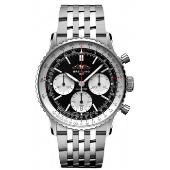 Réplique Montre Breitling Navitimer B01 Chronographe 41 pour homme en acier avec cadran noir AB0139211B1A1