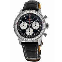 Réplique Montre Breitling Navitimer B01 Chronographe 41 avec cadran noir et bracelet en cuir pour homme AB0139211B1P1