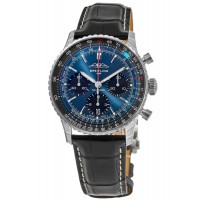 Réplique Montre Breitling Navitimer B01 Chronographe 41 avec cadran bleu et bracelet en cuir pour homme AB0139241C1P1