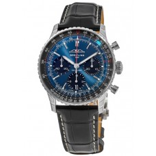 Réplique Montre Breitling Navitimer B01 Chronographe 41 avec cadran bleu et bracelet en cuir pour homme AB0139241C1P1