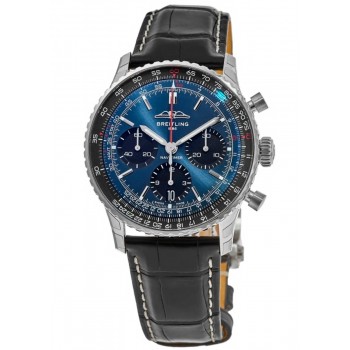 Réplique Montre Breitling Navitimer B01 Chronographe 41 avec cadran bleu et bracelet en cuir pour homme AB0139241C1P1