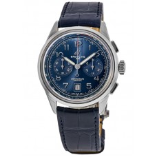 Réplique Montre Breitling Premier B01 Chronographe 42 avec cadran bleu et bracelet en cuir pour homme AB0145171C1P2