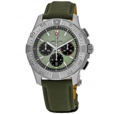 Réplique Montre Breitling Avenger B01 Chronographe 44 Chronographe Cadran Vert Bracelet Cuir Homme AB0147101L1X1