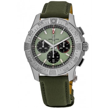 Réplique Montre Breitling Avenger B01 Chronographe 44 Chronographe Cadran Vert Bracelet Cuir Homme AB0147101L1X1