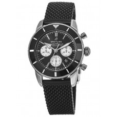 Réplique Montre Breitling Superocean Heritage II Chronographe 44 automatique en acier noir avec bracelet en caoutchouc noir pour homme AB0162121B1S1