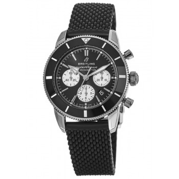 Réplique Montre Breitling Superocean Heritage II Chronographe 44 automatique en acier noir avec bracelet en caoutchouc noir pour homme AB0162121B1S1