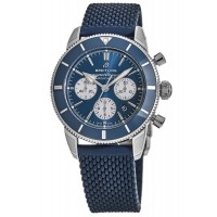 Réplique Montre Breitling Superocean Heritage II Chronographe 44 avec cadran bleu et bracelet en caoutchouc pour homme AB0162161C1S1