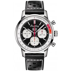 Réplique Montre Breitling Top Time Deus avec cadran chronographe noir et bracelet en cuir pour homme AB01765A1B1X1