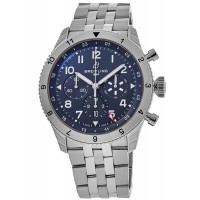 Réplique Montre Breitling Super Avi B04 Chronographe GMT 46 Hommage à Vought F4U Corsair Cadran bleu en acier pour homme AB04451A1C1A1