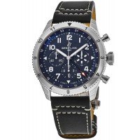 Réplique Breitling Super Avi B04 Chronographe GMT 46 Hommage à Vought F4U Corsair Cadran bleu Bracelet en cuir Montre pour homme AB04451A1C1X1