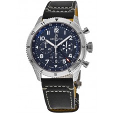 Réplique Breitling Super Avi B04 Chronographe GMT 46 Hommage à Vought F4U Corsair Cadran bleu Bracelet en cuir Montre pour homme AB04451A1C1X1