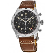 Réplique Montre Breitling Super Avi B04 chronographe GMT 46 P-51 Mustang cadran noir bracelet cuir pour homme AB04453A1B1X1