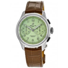 Réplique Montre Breitling Premier Chronograph 40 avec cadran vert et bracelet en cuir pour homme AB0930D31L1P1