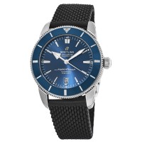 Réplique Montre Breitling Superocean Heritage II automatique 46, lunette en céramique, cadran bleu, bracelet en caoutchouc noir, AB2020161C1S1-BK