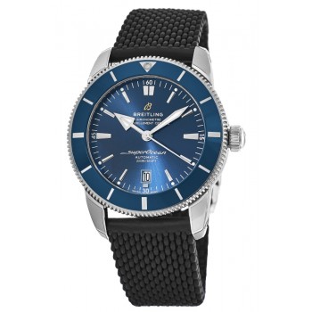 Réplique Montre Breitling Superocean Heritage II automatique 46, lunette en céramique, cadran bleu, bracelet en caoutchouc noir, AB2020161C1S1-BK